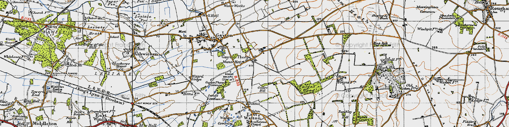 Old map of Gayton Thorpe in 1946