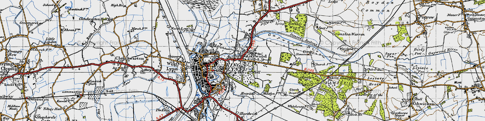 Old map of Gaywood in 1946