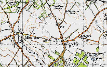 Old map of Gazeley in 1946