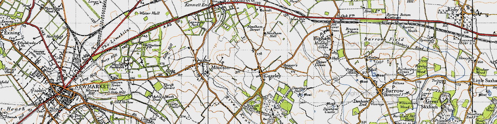 Old map of Gazeley in 1946
