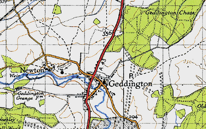 Old map of Geddington in 1946