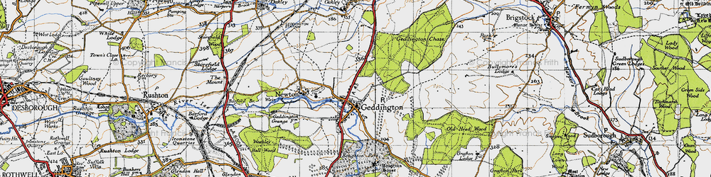Old map of Geddington in 1946