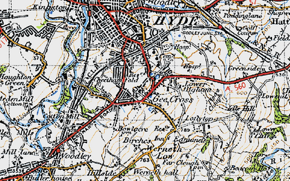 Old map of Gee Cross in 1947