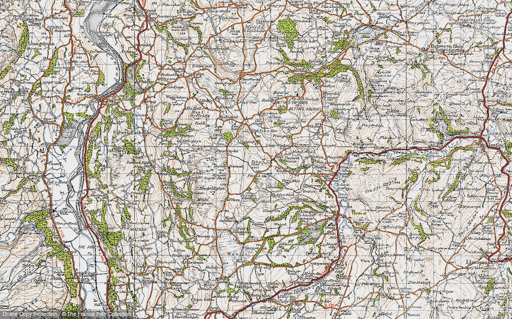 Old Map of Historic Map covering Mwdwl Eithin in 1947