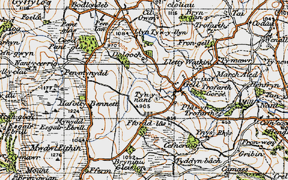 Old map of Mwdwl Eithin in 1947