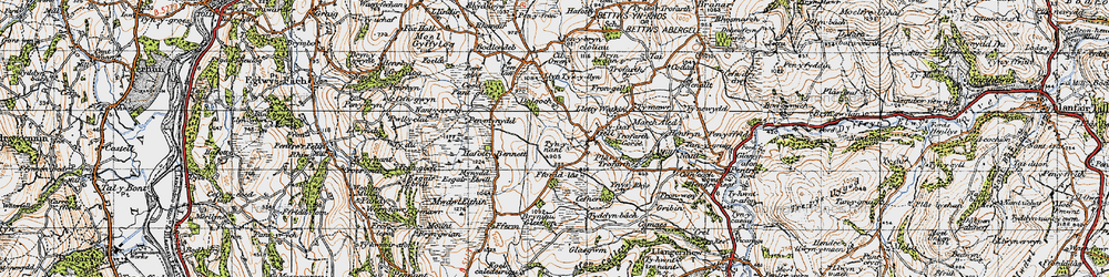 Old map of Bryniau Gleision in 1947