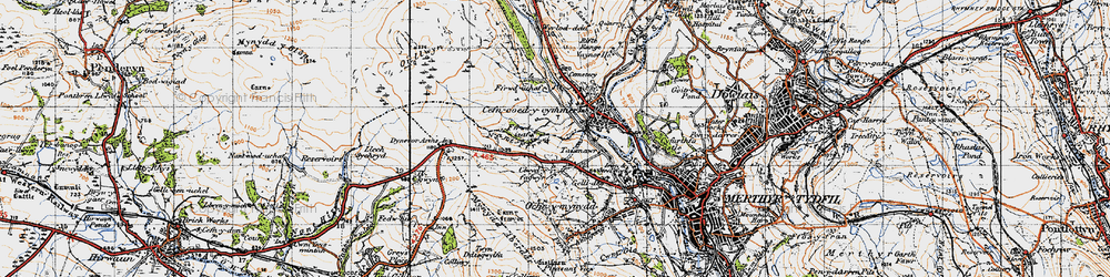 Old map of Gellideg in 1947