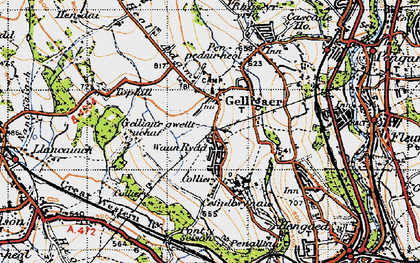 Old map of Gelligaer in 1947