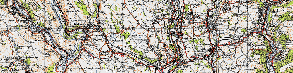 Old map of Gelligaer in 1947