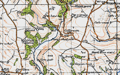 Old map of Gellywen in 1946