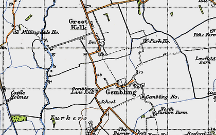 Old map of Gembling in 1947