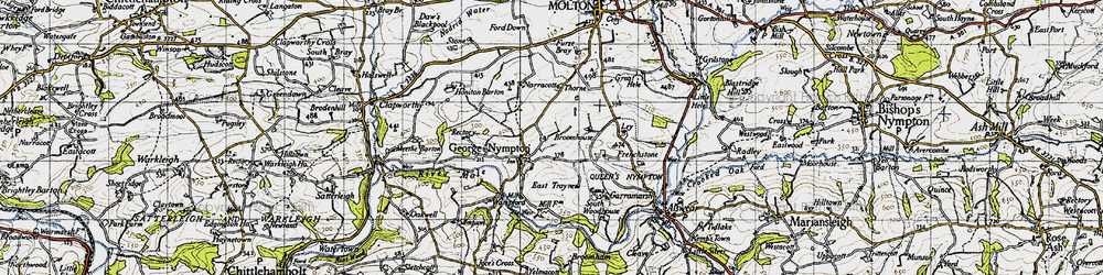 Old map of Yealmacott in 1946