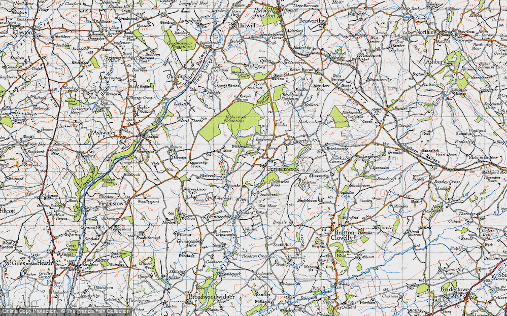 Old Map of Historic Map covering Witherdon Wood in 1946