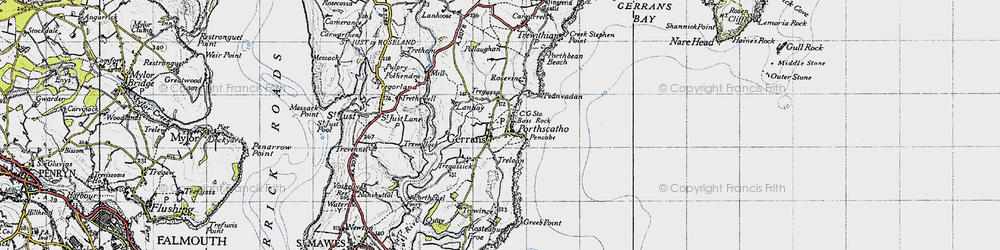 Old map of Gerrans in 1946