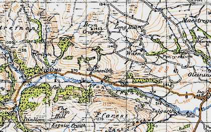 Old map of Afon Trannon in 1947