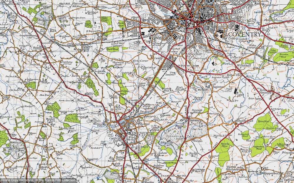 Old Map of Historic Map covering Westley Br in 1946