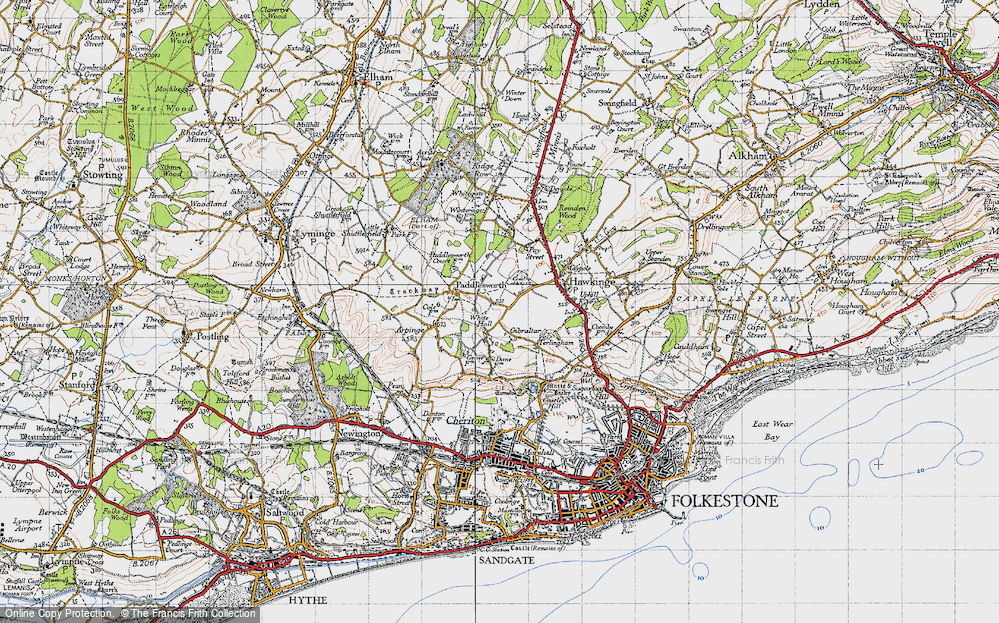 Old Map of Gibraltar, 1947 in 1947