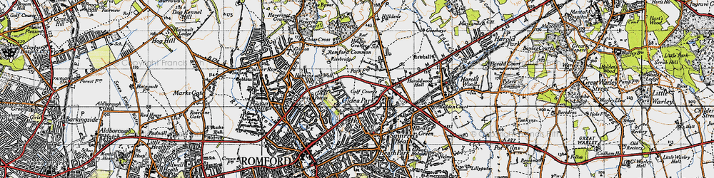 Old map of Gidea Park in 1946