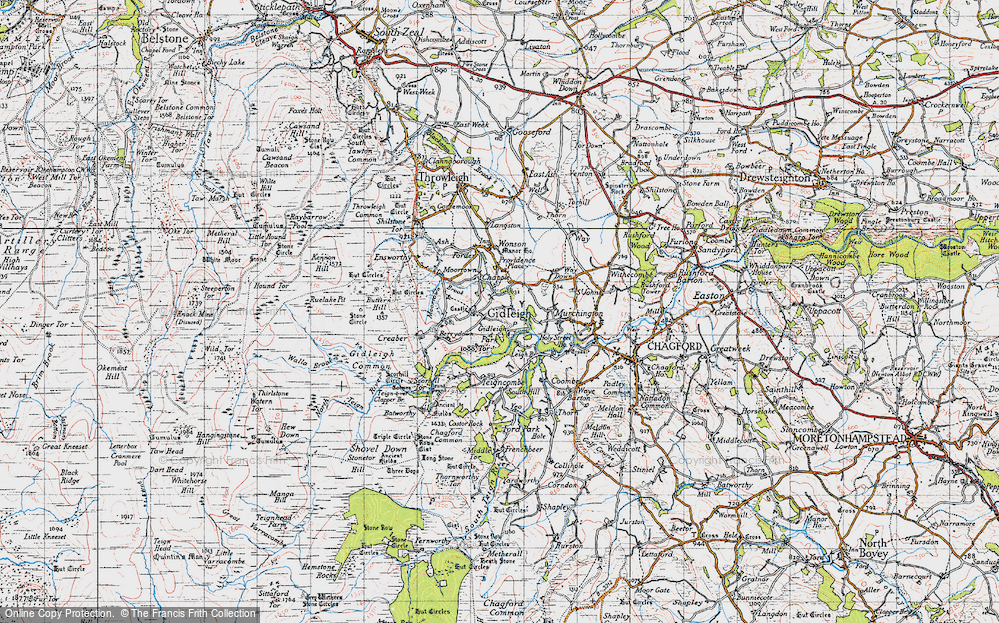 Old Map of Gidleigh, 1946 in 1946