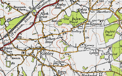 Old map of Gilbert Street in 1945