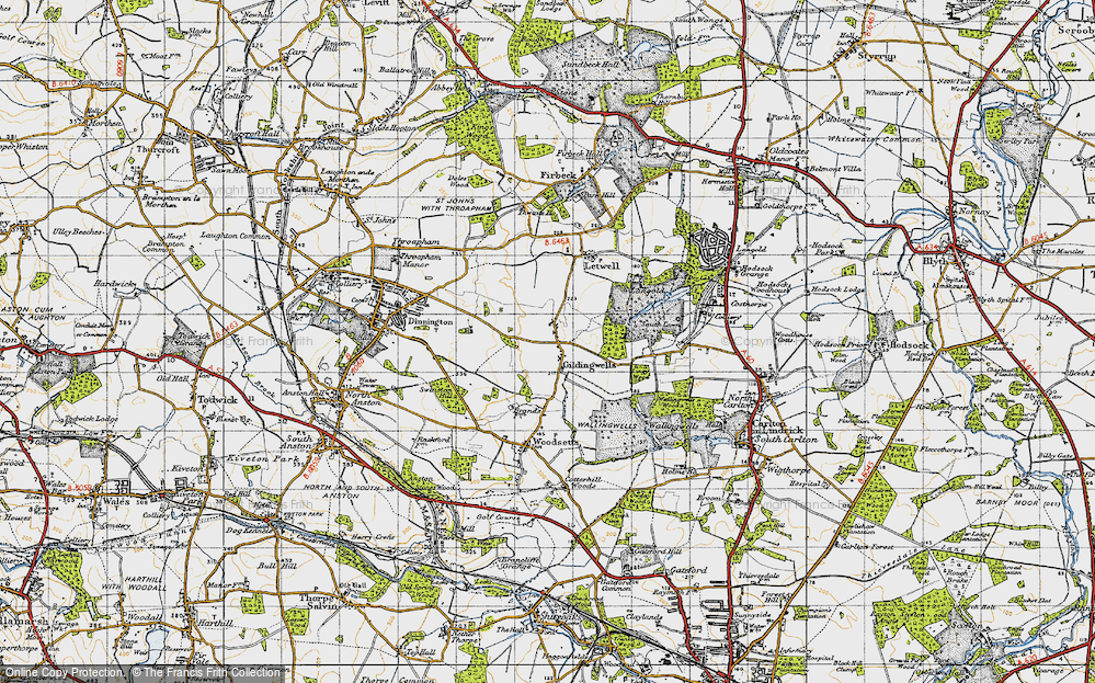 Old Map of Gildingwells, 1947 in 1947