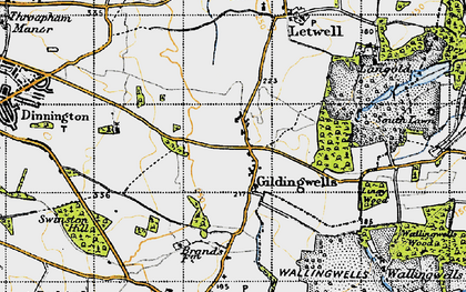 Old map of Gildingwells in 1947
