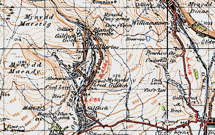 Old map of Mynydd Pen-y-graig in 1947