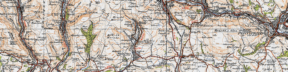 Old map of Mynydd Pen-y-graig in 1947