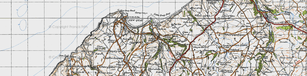 Old map of Gilfachrheda in 1947