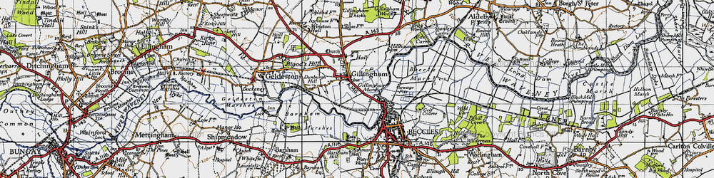 Old map of Gillingham in 1946