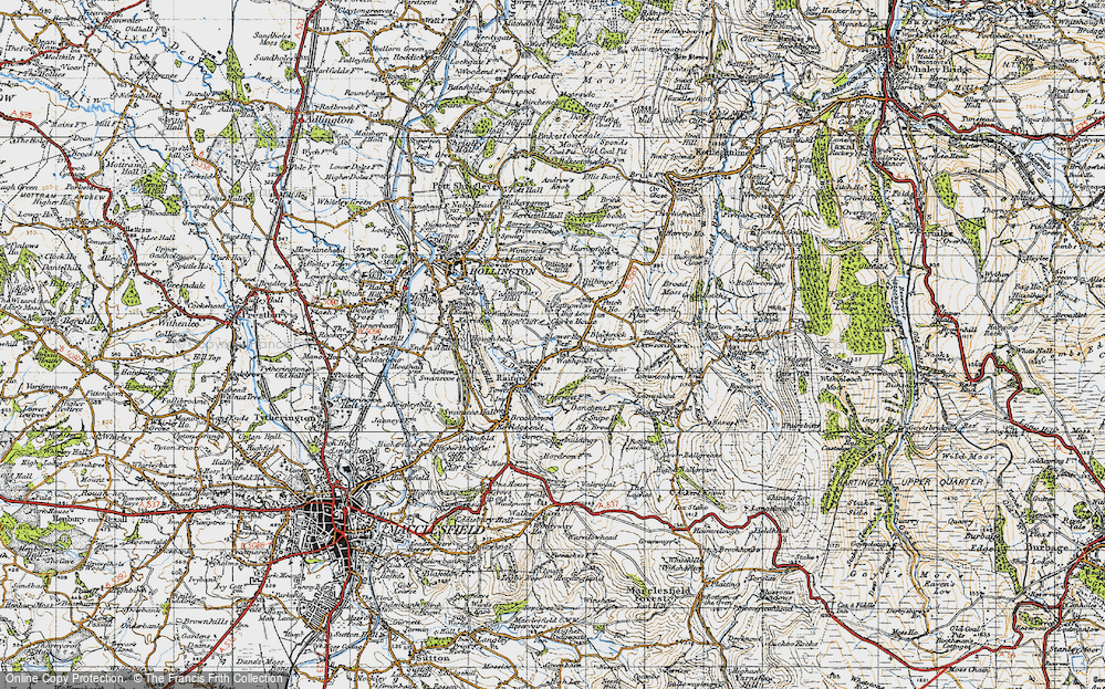 Old Map of Historic Map covering Yearns Low in 1947