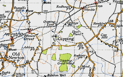 Old map of Gipping in 1946