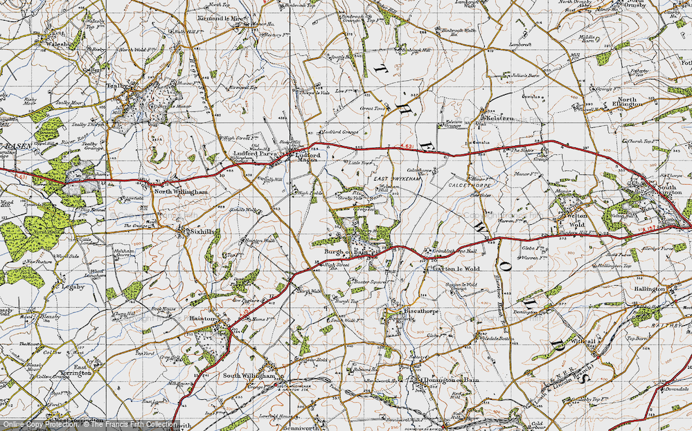 Old Map of Historic Map covering Girsby Top in 1946