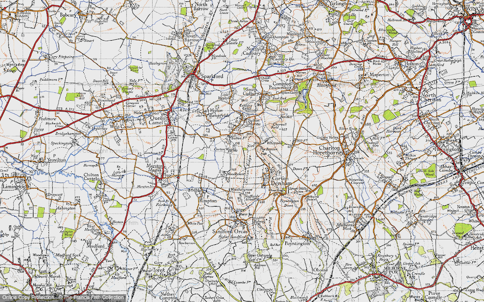 Old Map of Historic Map covering Woodhouse in 1945