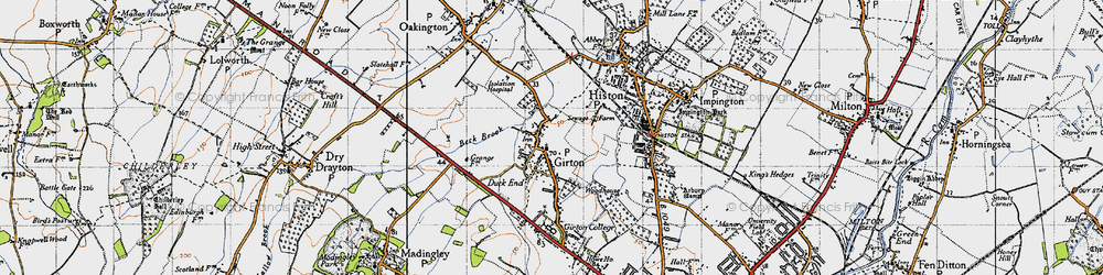 Old map of Girton in 1946