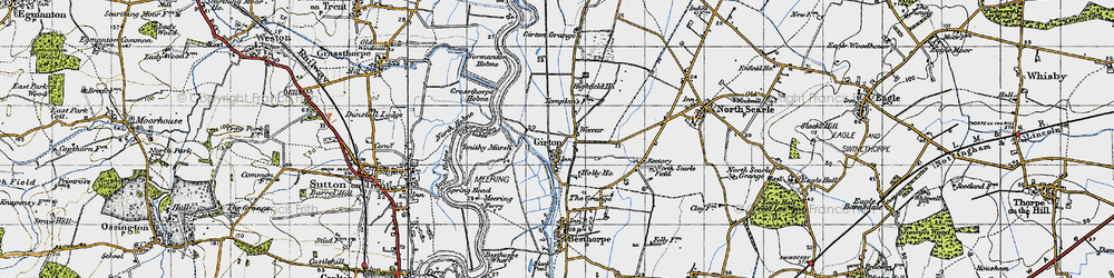 Old map of Girton in 1947