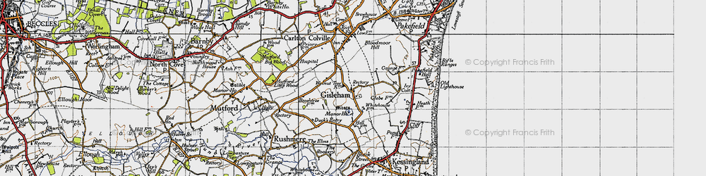 Old map of Gisleham in 1946