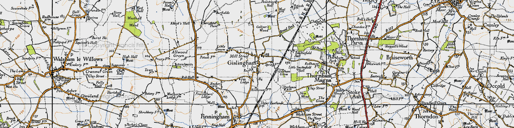 Old map of Gislingham in 1946