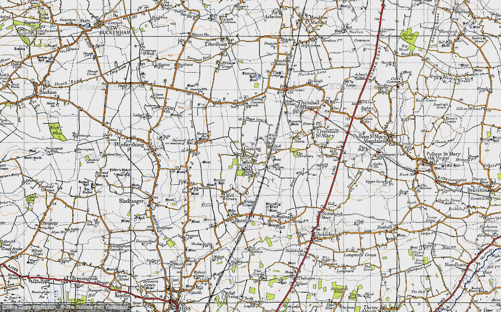 Old Map of Gissing, 1946 in 1946