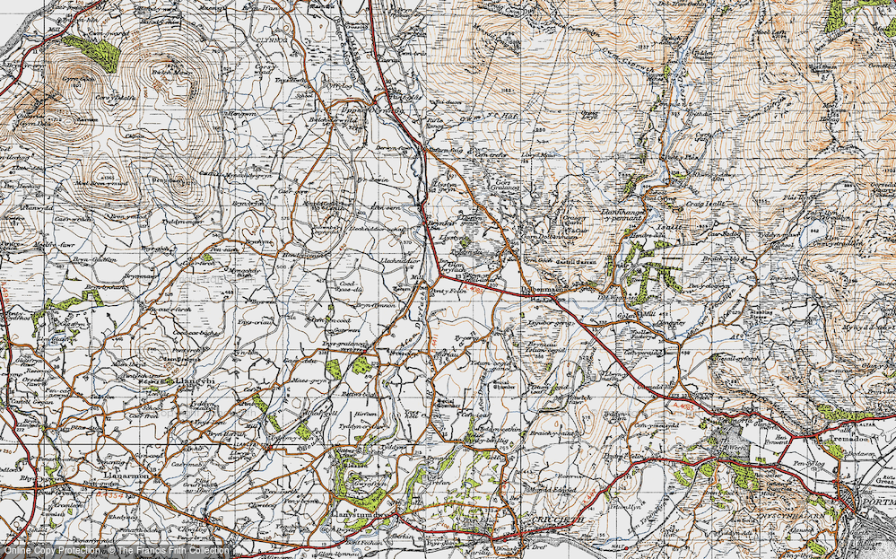 Old Map of Historic Map covering Bryn-yr-efail uchaf in 1947