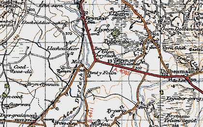 Old map of Glan Dwyfach in 1947
