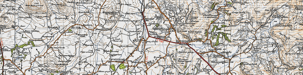 Old map of Glan Dwyfach in 1947