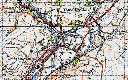 Old map of Ynys-Cedwyn in 1947
