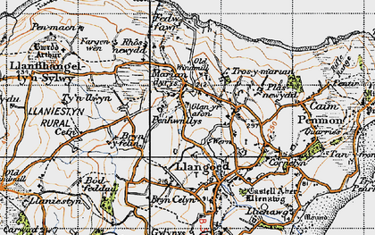 Old map of Bryn Ddol in 1947