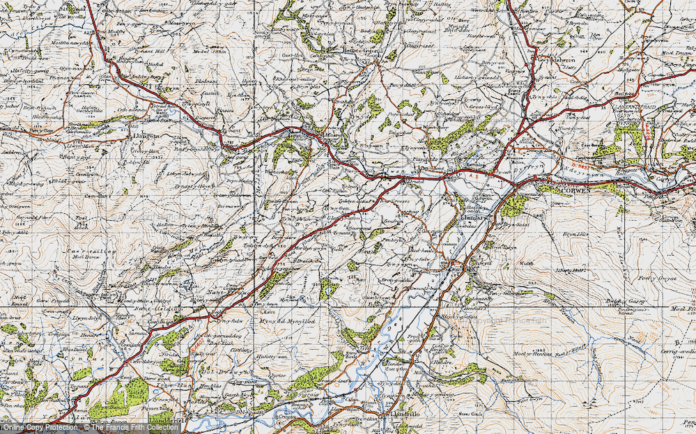Old Map of Historic Map covering Bronguddio in 1947