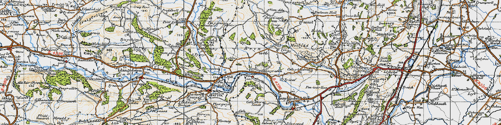 Old map of Glan-yr-afon in 1947
