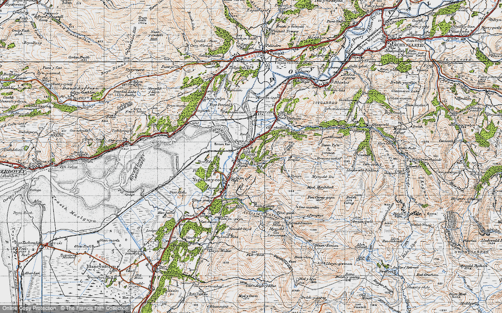 Old Map of Historic Map covering Brwyno in 1947