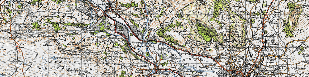 Old map of Glangrwyney in 1947