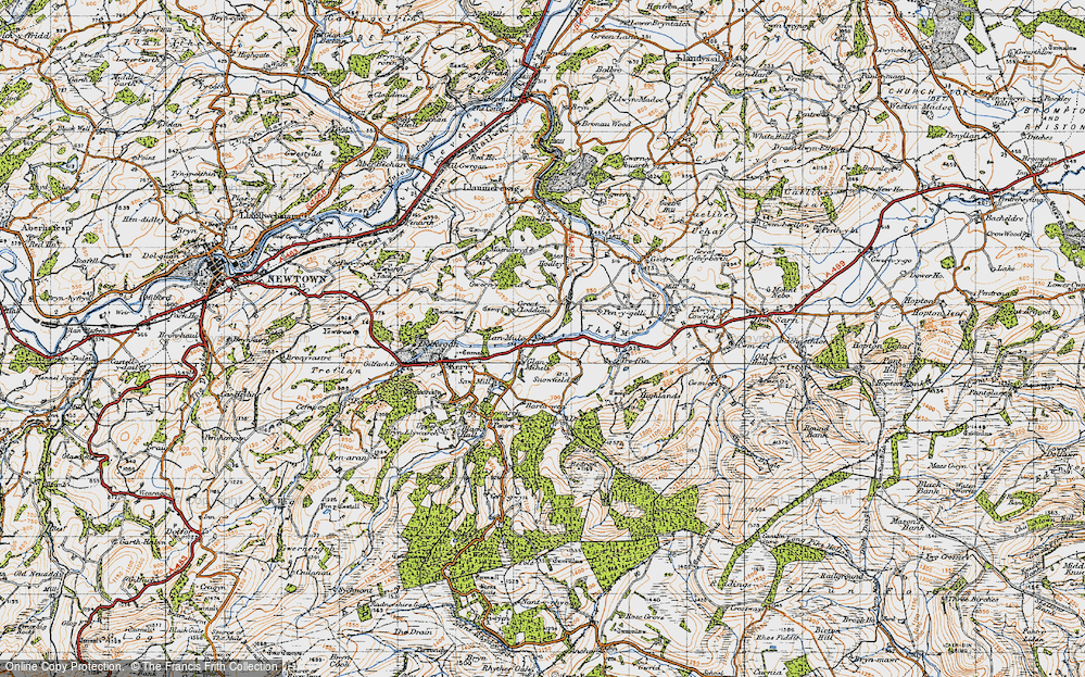 Old Map of Historic Map covering Borfa-wen in 1947