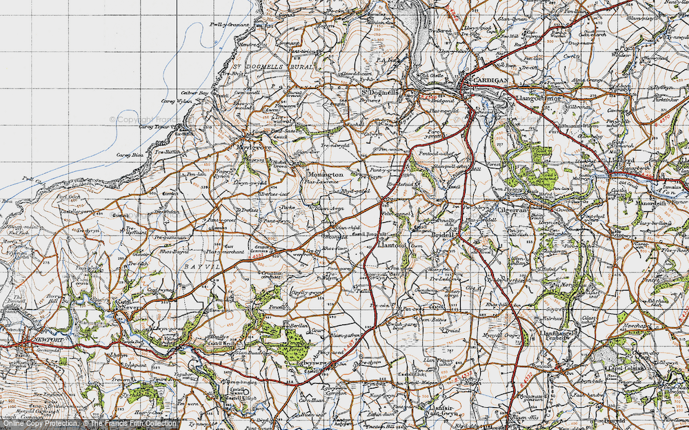 Old Map of Historic Map covering Bryngolau in 1947